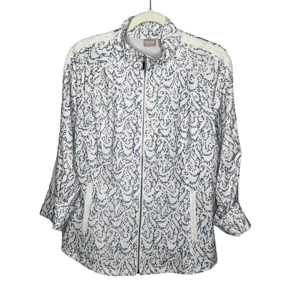 Chico's Zenergy Embossed Mesh Trim Jacket Size 1 - 8/10 lightweight